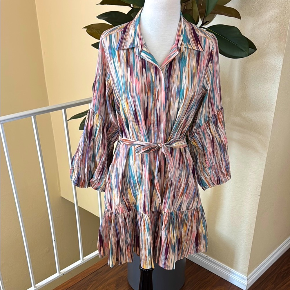 Misa Los Angeles Martina Boho Dress Blurred Ikat Multicolored Dress Size S